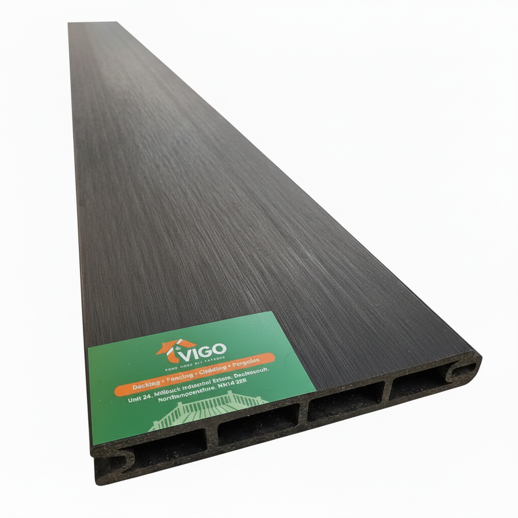 WPC Fence Board – Gloss Black Boards Only (180mm × 25mm × 1.76m)
