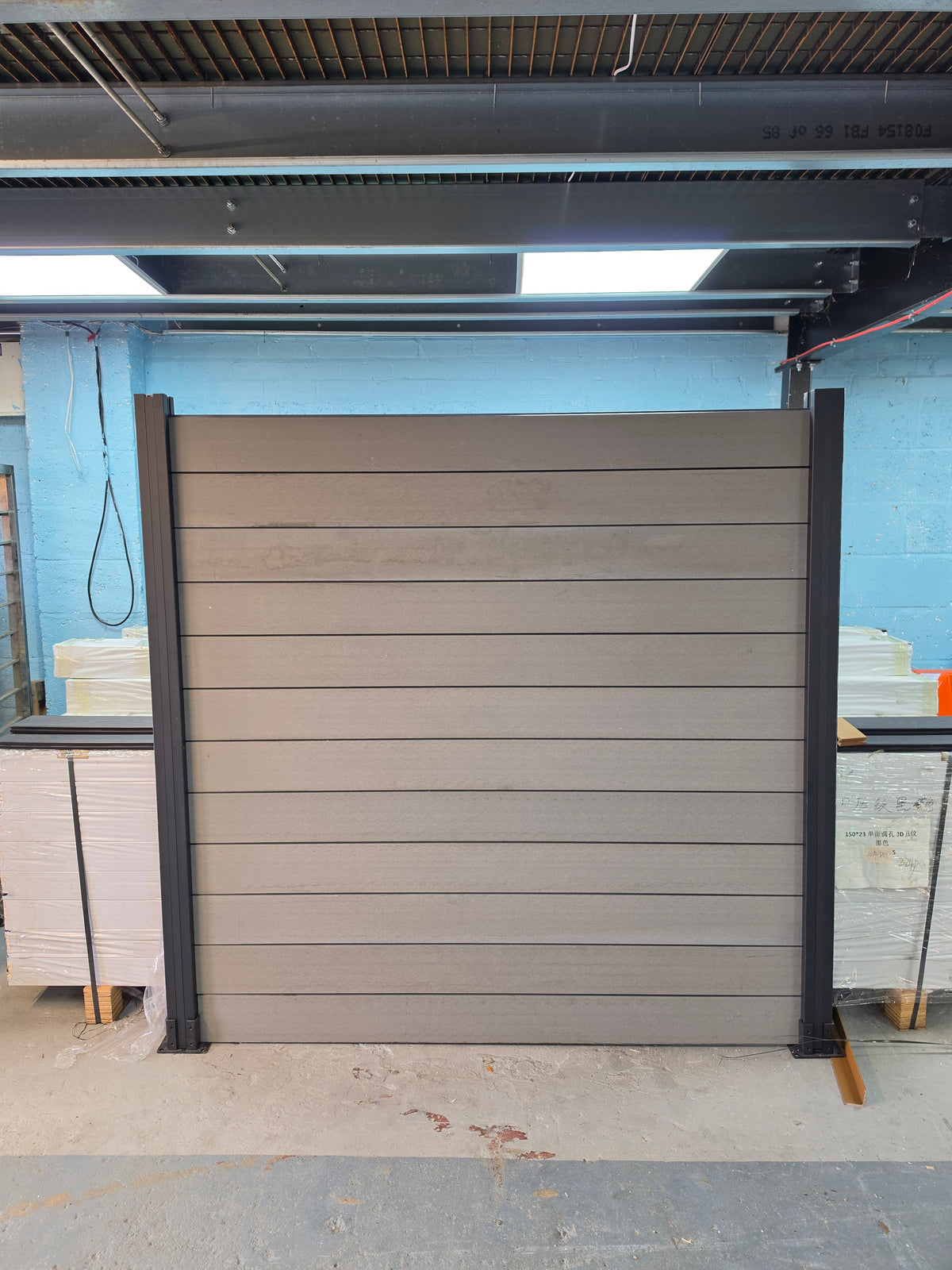 WPC Fence Panel Full Set – Light Grey (156mm × 22.5mm × 1.76m)