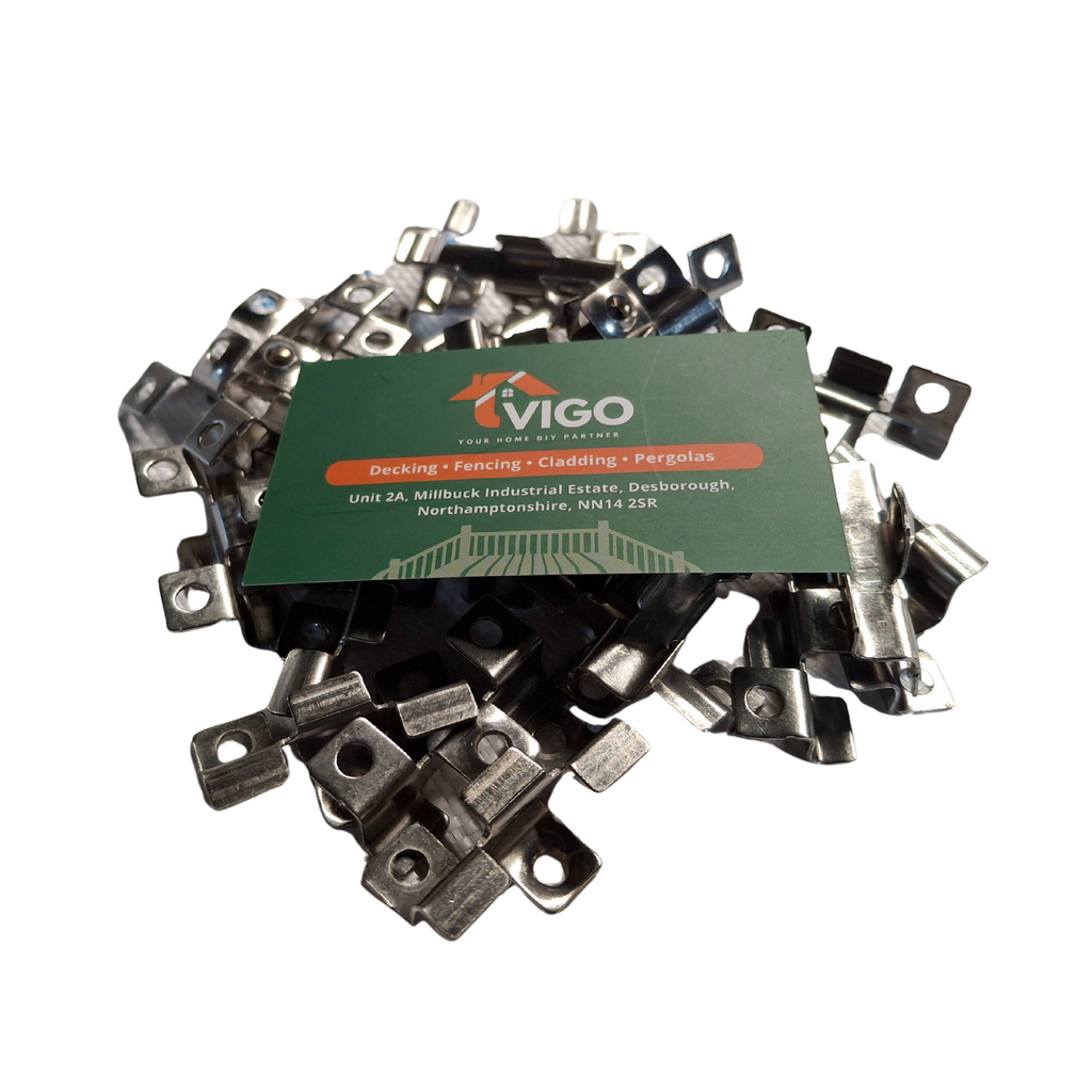 Stainless‑Steel Hidden Fixing Clip Set – 100 Clips for 23–26 mm Composite Decking