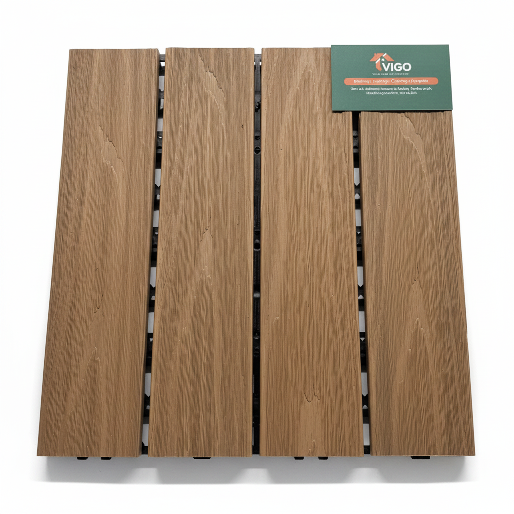 Teak DIY Interlocking WPC Deck Tiles | 300mm x 300mm x 20mm