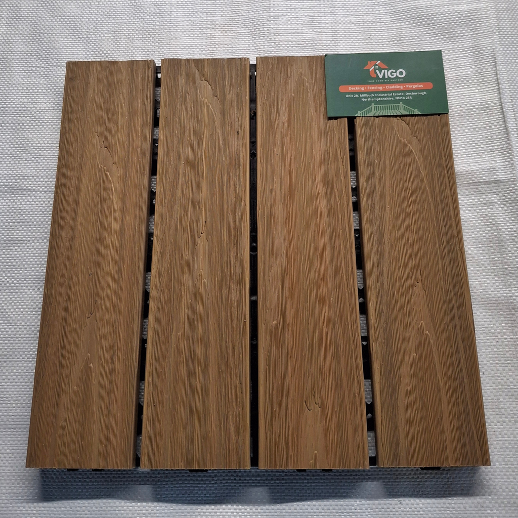 Teak DIY Interlocking WPC Deck Tiles | 300mm x 300mm x 20mm