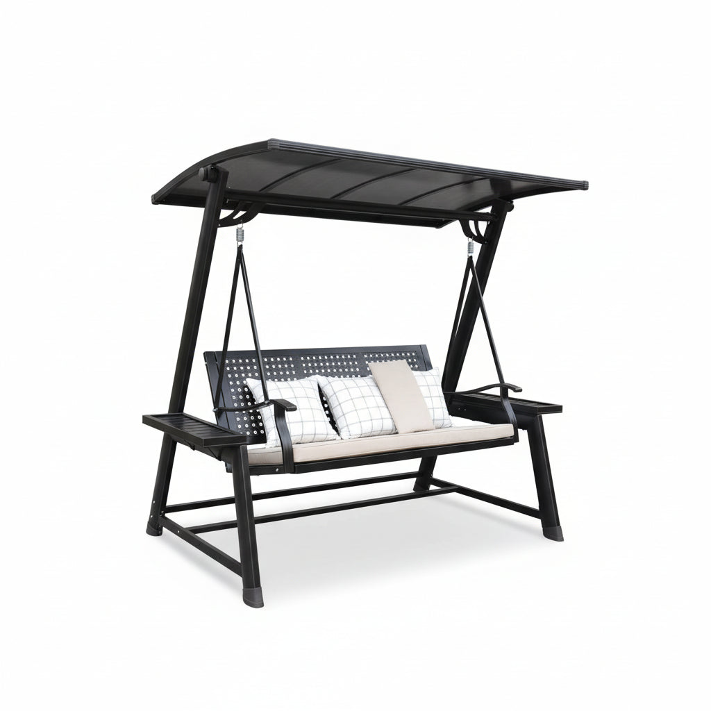 3-Seater Covered Garden Swing Chair with Canopy