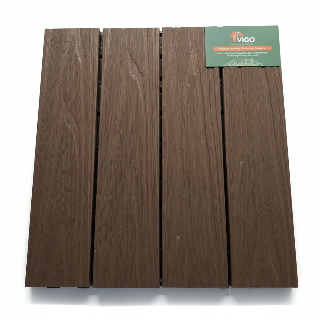 Dark Coffee DIY Interlocking WPC Deck Tiles | 300mm x 300mm x 20mm