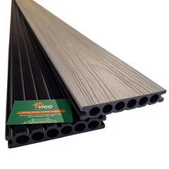 3 m 140 × 25 mm Single‑Sided Extruded Round‑Hollow WPC Composite Decking Board – 3D Wood‑Grain