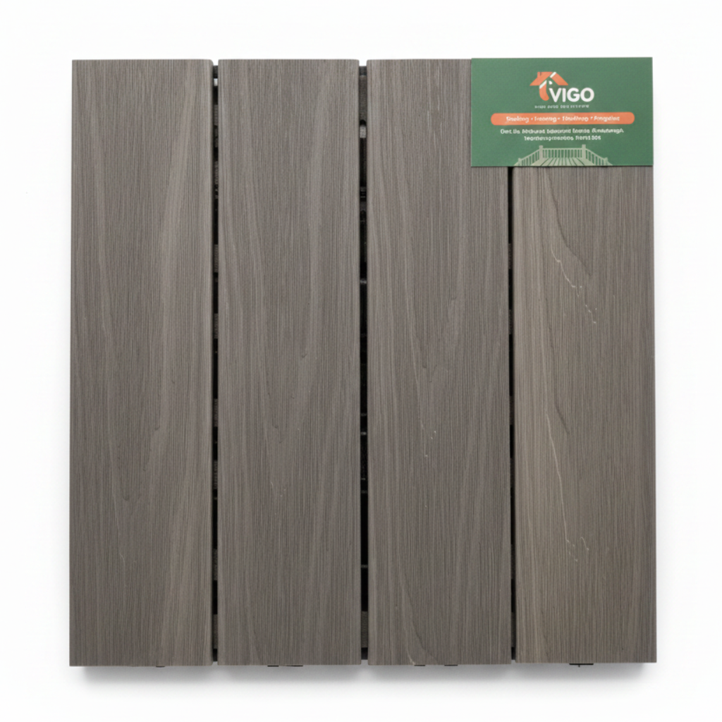 Grey DIY Interlocking WPC Deck Tiles | 300mm x 300mm x 20mm