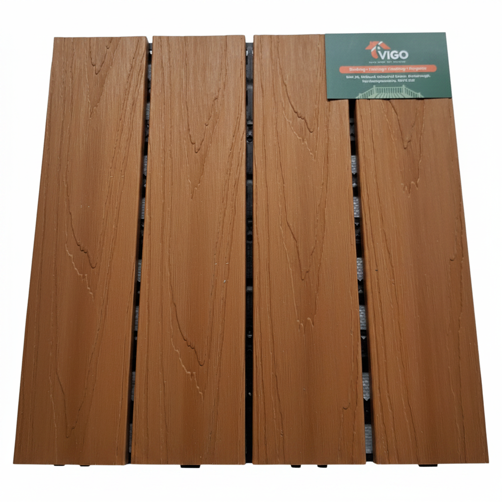 Chestnut DIY Interlocking WPC Deck Tiles | 300mm x 300mm x 20mm