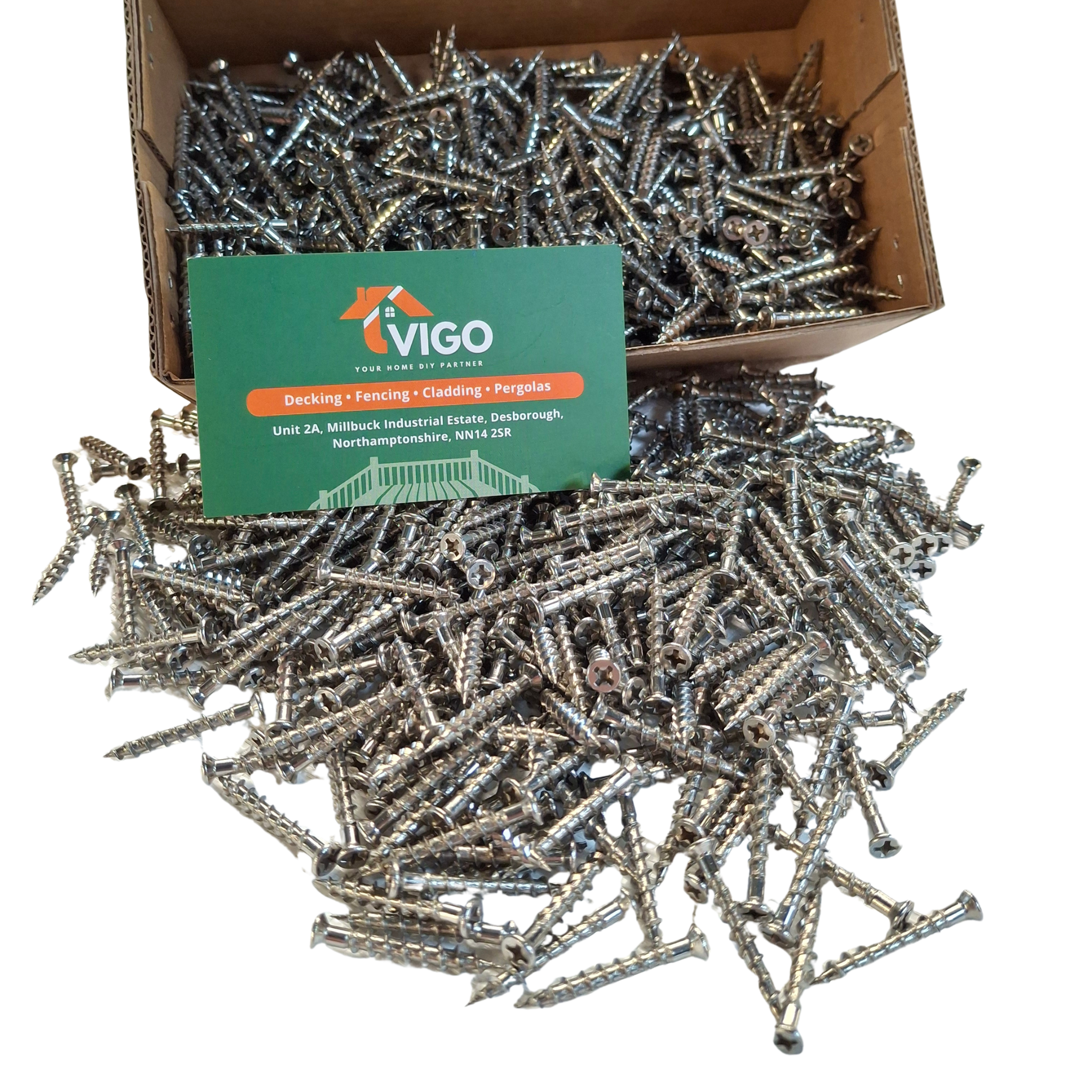 Stainless‑Steel Countersunk Decking Screws – Box of 100 (25 mm) for Composite Boards & Clips