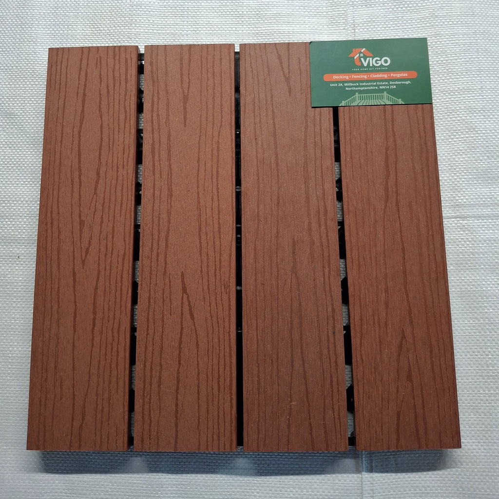 Rosewood DIY Interlocking WPC Deck Tiles | 300mm x 300mm x 20mm