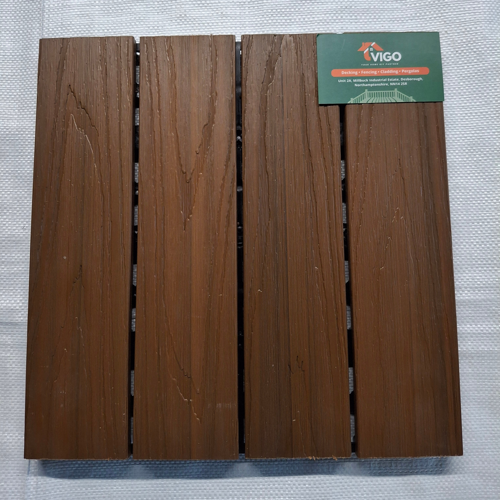 Coffee DIY Interlocking WPC Deck Tiles | 300mm x 300mm x 20mm
