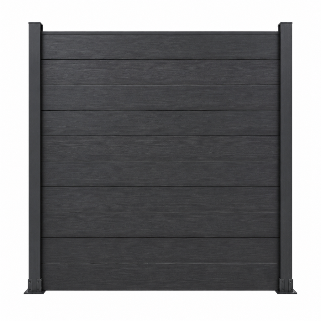 WPC Fence Panel – Black (183mm × 24.5mm × 1.76m)