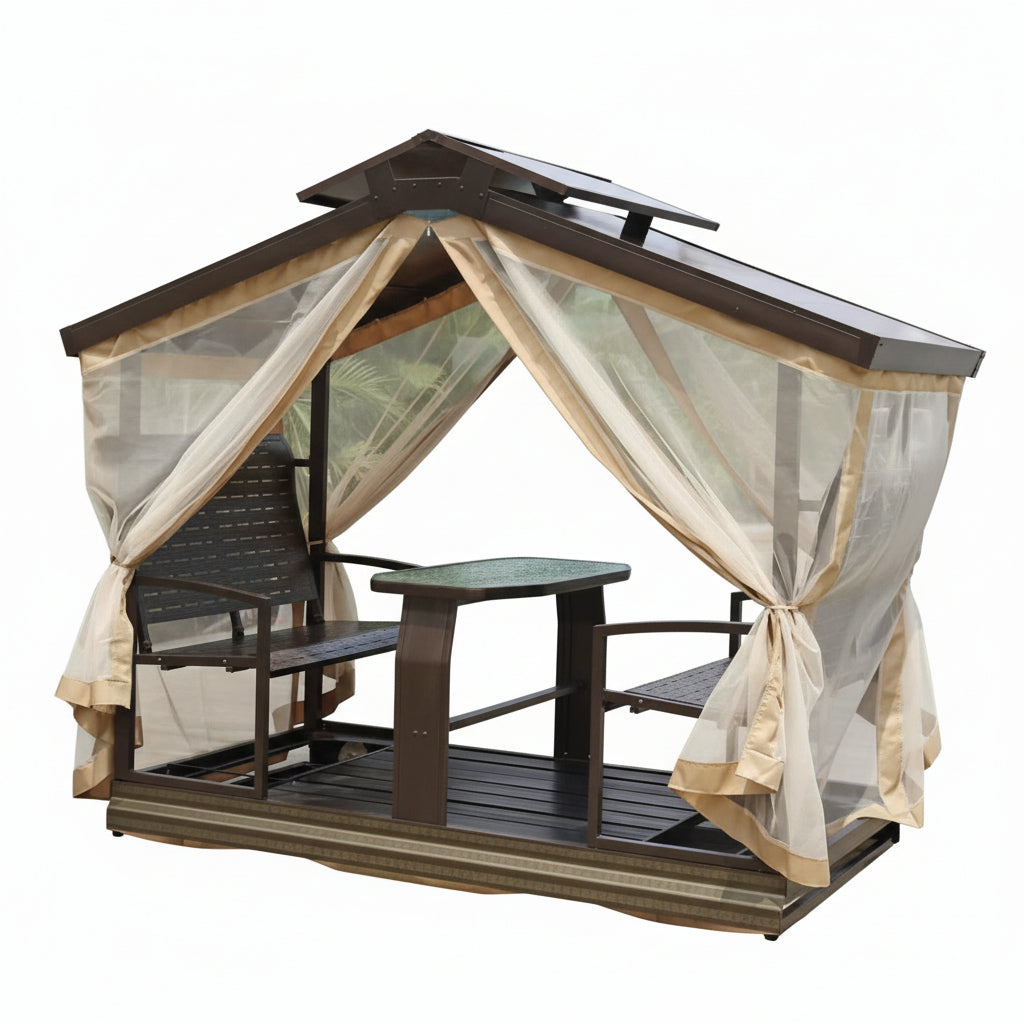 4-Seater Movable Pergola with Integrated Seating & Table