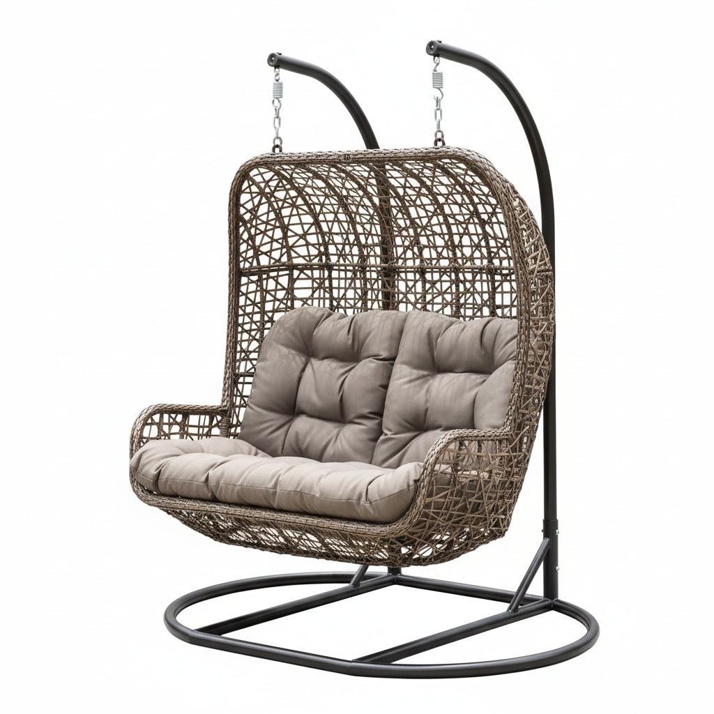 Double Hanging Egg Chair with Stand