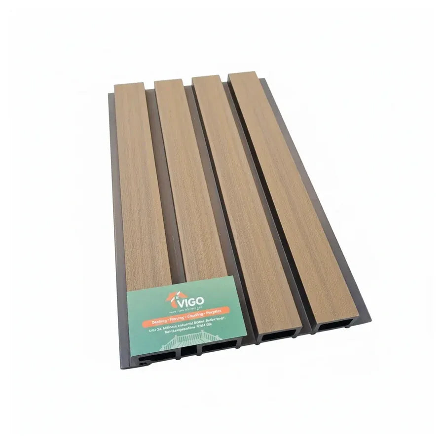 Teak Vigo WPC wall cladding sample, Generation 1