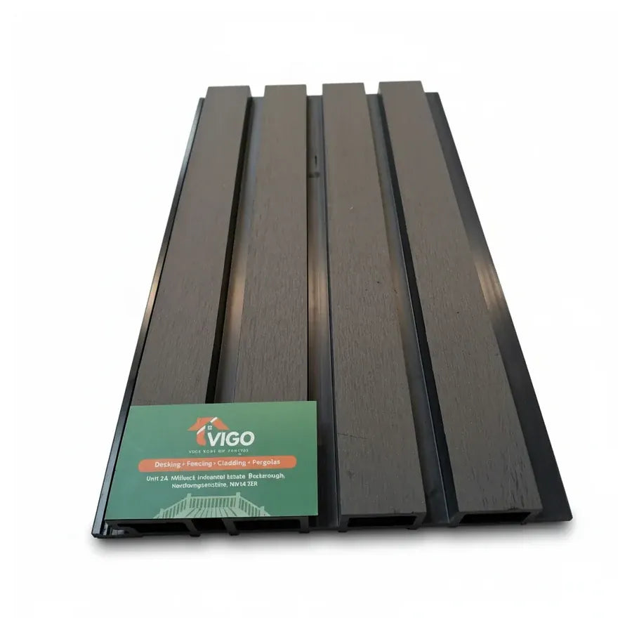 Black Vigo WPC wall cladding sample, Generation 1